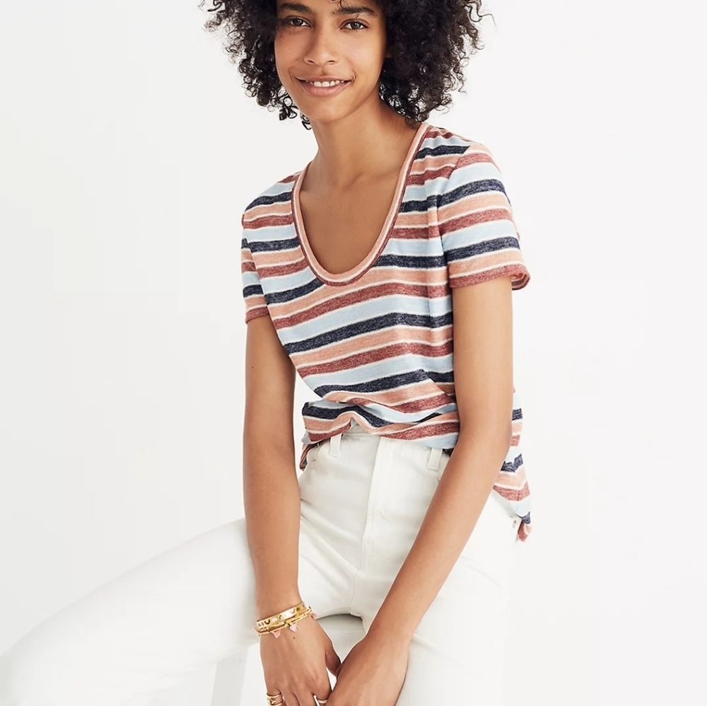 Alto Scoop Tee in Colborne Stripe
